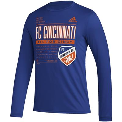adidas FC Cincinnati Pre-Game Long Sleeve Tee ROYAL