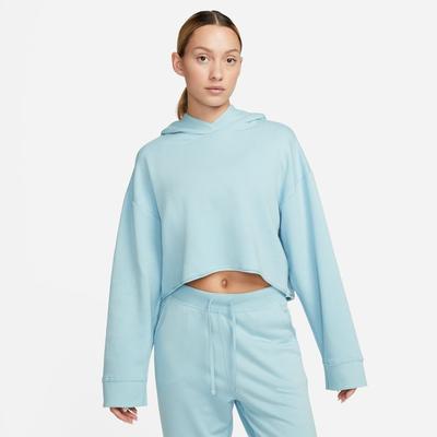 Women's Nike Yoga Luxe Cropped Fleece Hoodie OCEAN_BLISS/GREY