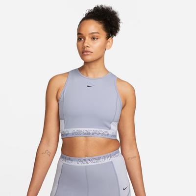 Women's Nike Pro Cropped Tank Top INDIGO/PURP/GRIDIRON