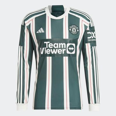 adidas Manchester United Away Long Sleeve Jersey 23/24 Green/White/Maroon