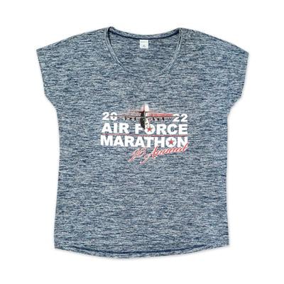 Women's Electric Heather Short-Sleeve 2022 Air Force Marathon TRUE_NAVY_ELECTRIC