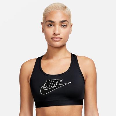 Women's Nike Swoosh Medium Support Padded Sports Bra BLACK/WHITE/BLACK/BK