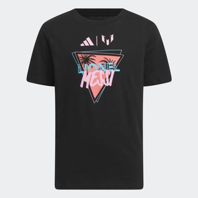 adidas Messi Miami Triangle Palms Tee Youth BLACK/PINK