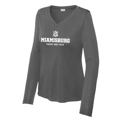 Women's Miamisburg Track Competitor V-Neck Long-Sleeve IRON_GREY