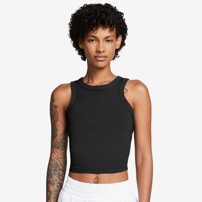 Women's Nike One Fitted Cropped Tank Top BLACK/BLACK