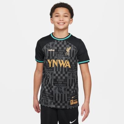 Nike LeBron x Liverpool FC Jersey Youth BLACK/WASHED TEAL/TRULY GOLD