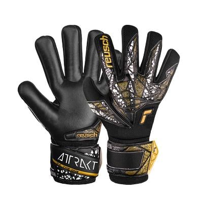 Reusch Attrakt Silver NC Finger Support GK Glove Junior BLACK/GOLD/WHITE
