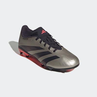 adidas Predator League Firm Ground Cleats Kids Platinum Mettalic/Black/Turbo
