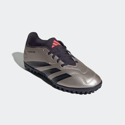 adidas Predator Club Turf Soccer Shoes Kids Plat Metalic/Black/Turbo