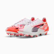 Puma Ultra 5 Ultimate FG Soccer Cleats: White/Glow Red