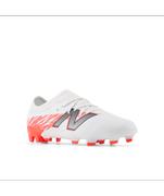 New Balance Furon Team v8 FG Youth (Wide) Soccer Cleats: White/Energy Red/Neon