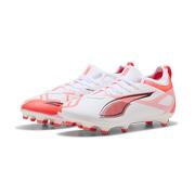 Puma Ultra 5 Match FG Youth Soccer Cleat: White/Glow Red