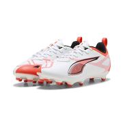 Puma Ultra 5 Play FG Youth Soccer Cleat: White/Glow Red