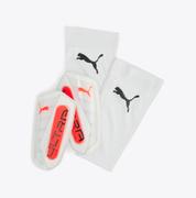 Puma Ultra Flex Shin Guard: White/Glowing Red