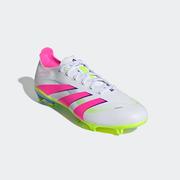 adidas Predator League Low FG Soccer Cleats: White/Pink/Lemon