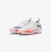 Puma Future 8 Match FG Youth Soccer Cleats: White/Black/Glowing Red