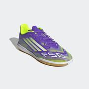 adidas F50 Club Indoor Youth Soccer Shoe: Purple/White/Lucid Lemon