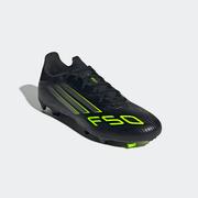 adidas F50 League FG Soccer Cleats: Black/Iron/Lemon