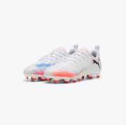 Puma Future 8 Play FG Youth Soccer Cleats: White/Black/Glowing Red