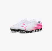 Puma Attacanto II FG Youth Soccer Cleat: White/Pink
