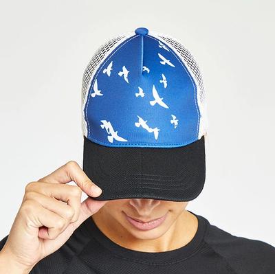 Women's Oiselle Runner Trucker Hat CASPIAN_BLUE_FLOCK