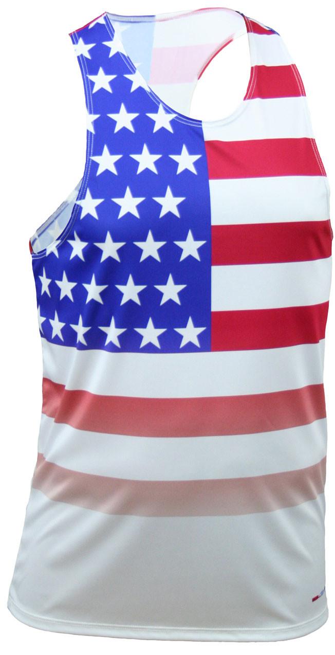 Men's BOA Printed USA Flag Running Singlet