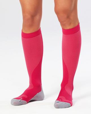 Women's 2XU Compression Performance Run Socks HOT_PINK/GREY