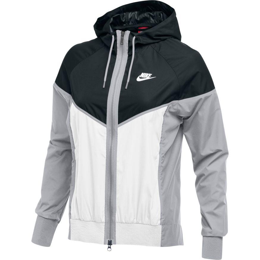 nike windrunner black white grey