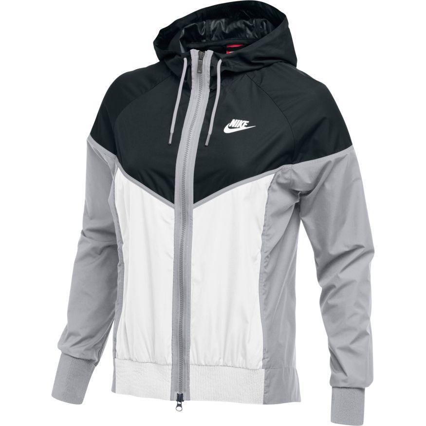 black white and grey nike windbreaker